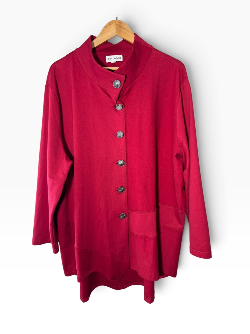 Neon Buddha Red Button Front Cotton Jacket Size 3X